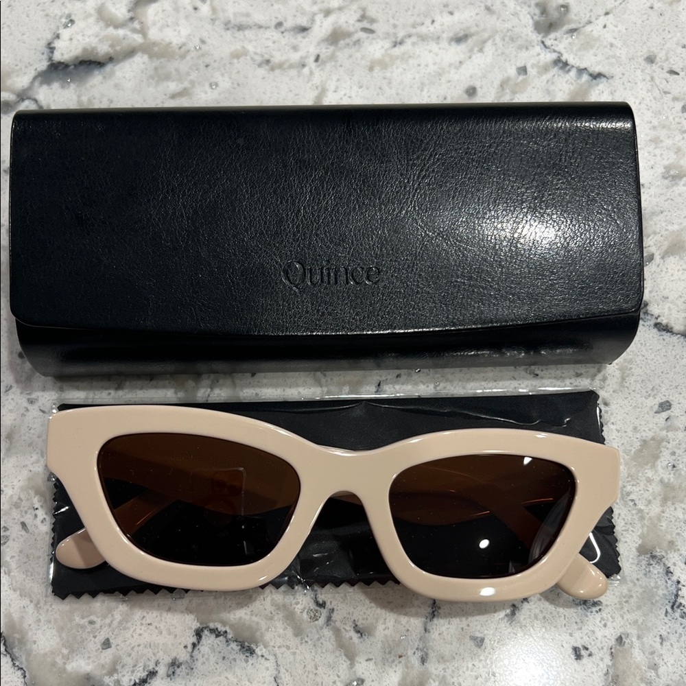 Quince Jackie Beige Sunglasses with Black Case